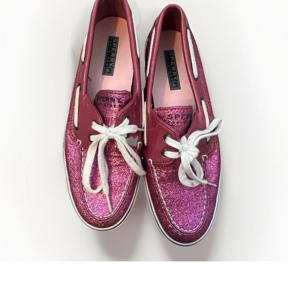 Sperry Women's Sparkly Pink Boat Shoes, Size 8